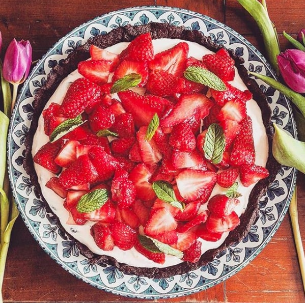 Tarte aux fraises et sa pâte au chocolat 